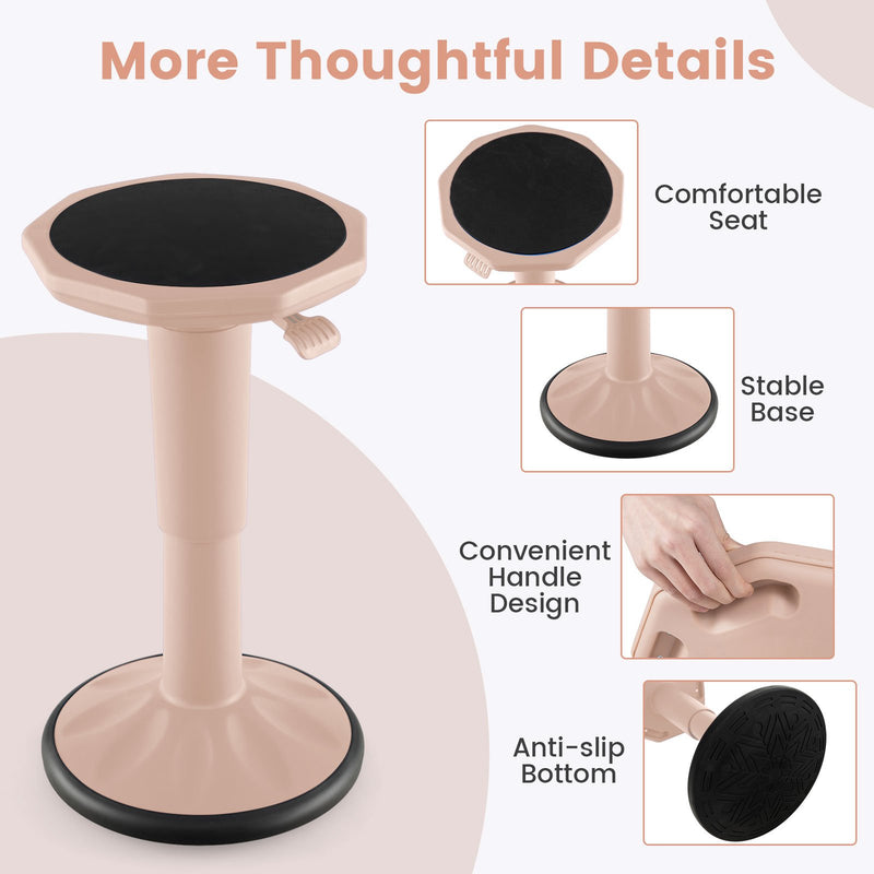 Adjustable-Height Wobble Chair Active Learning Stool for Office Stand Up Desk-Pink