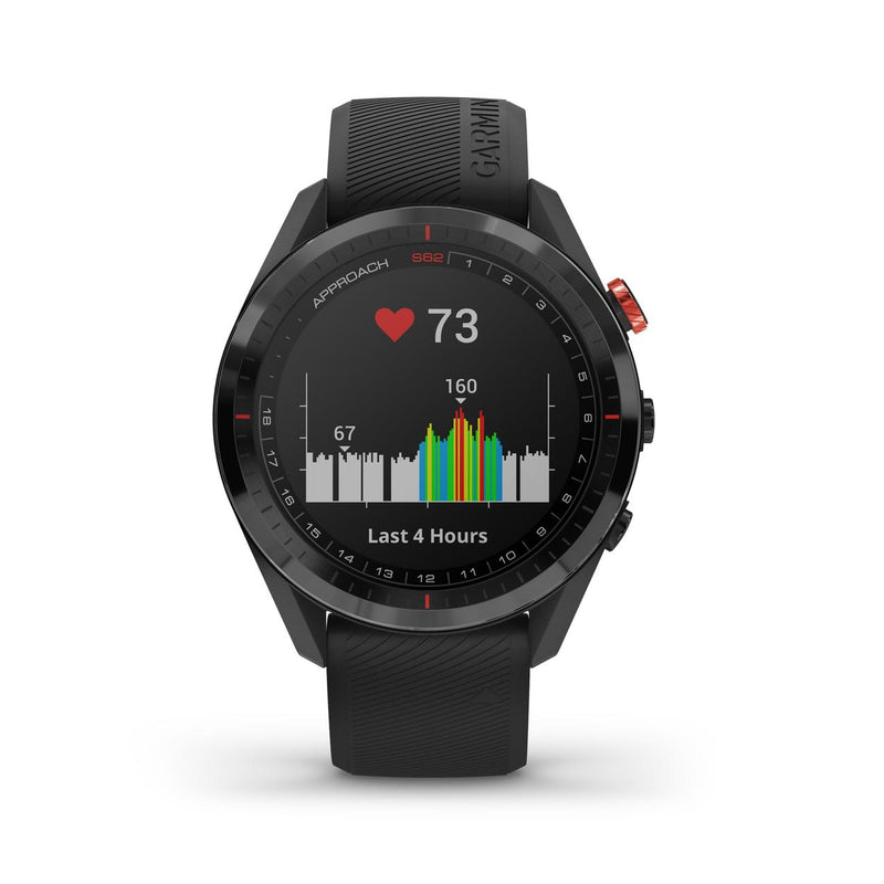 *Garmin Approach S62 Premium GPS Golf Watch -Black Ceramic Bezel with white silicone band