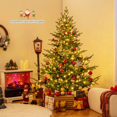 Artificial Christmas Tree with Branch Tips and Warm White LED Lights-6 Feet