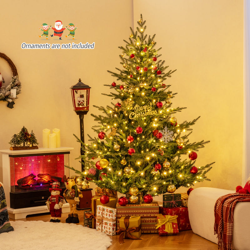 Artificial Christmas Tree with Branch Tips and Warm White LED Lights-6 Feet