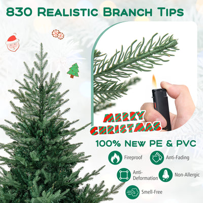 Artificial Christmas Tree with Branch Tips and Warm White LED Lights-6 Feet