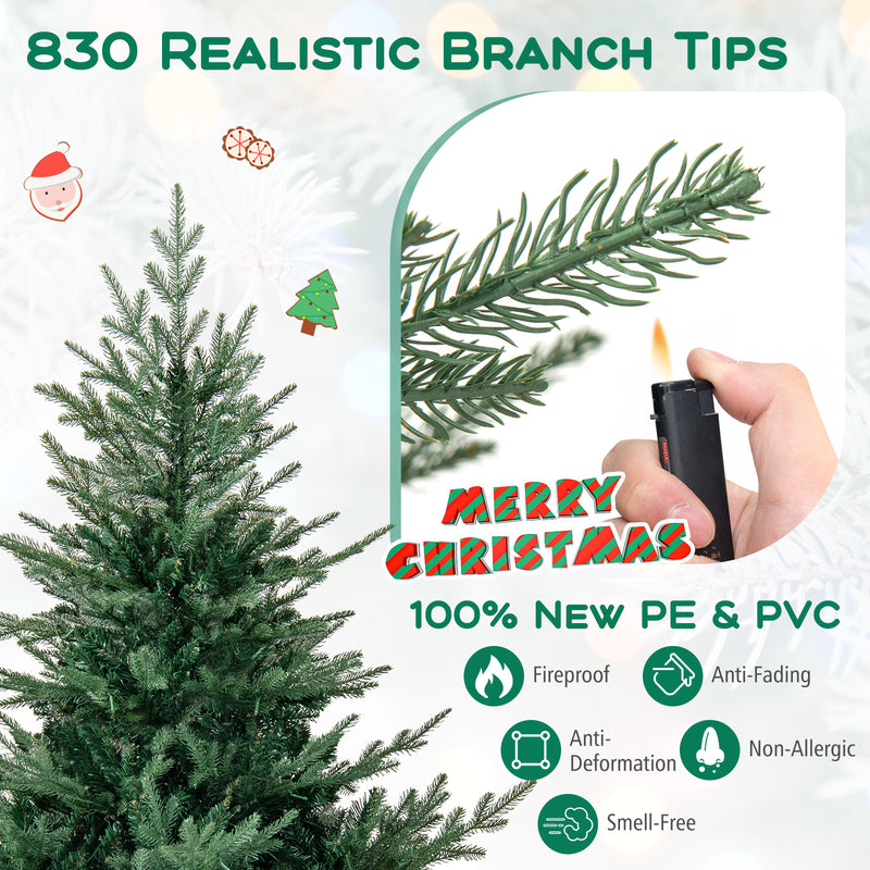 Artificial Christmas Tree with Branch Tips and Warm White LED Lights-6 Feet