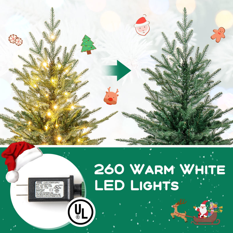 Artificial Christmas Tree with Branch Tips and Warm White LED Lights-6 Feet