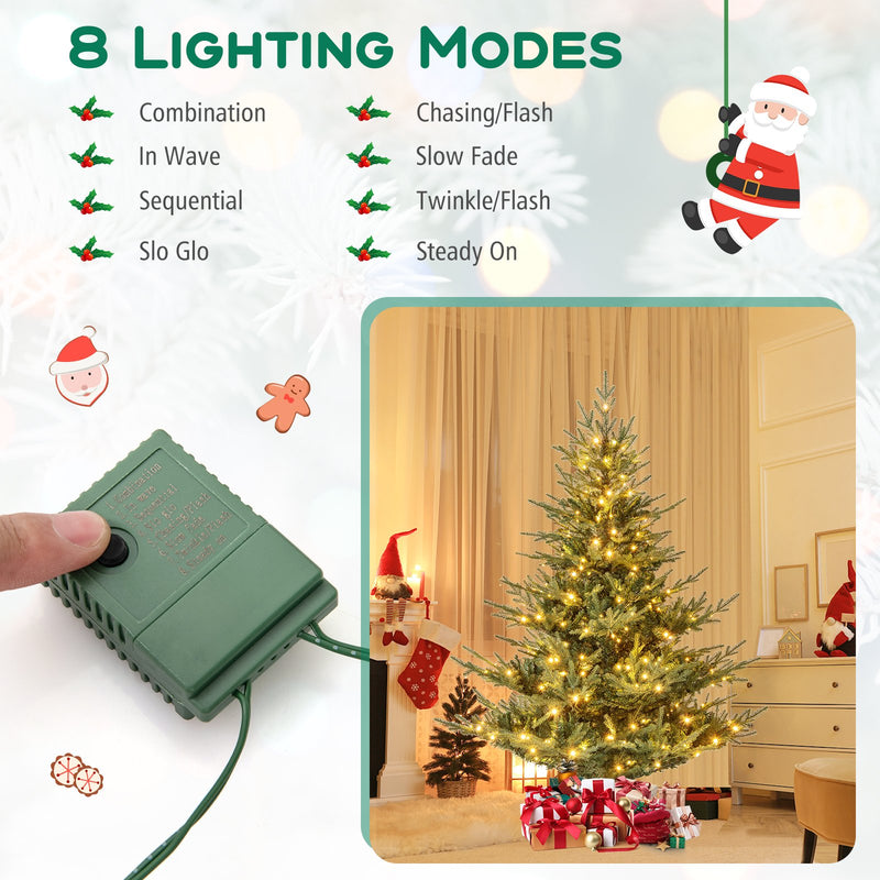 Artificial Christmas Tree with Branch Tips and Warm White LED Lights-6 Feet