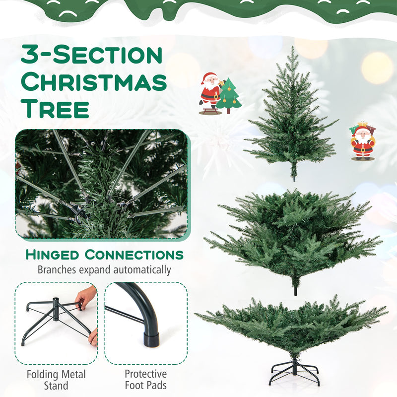 Artificial Christmas Tree with Branch Tips and Warm White LED Lights-6 Feet