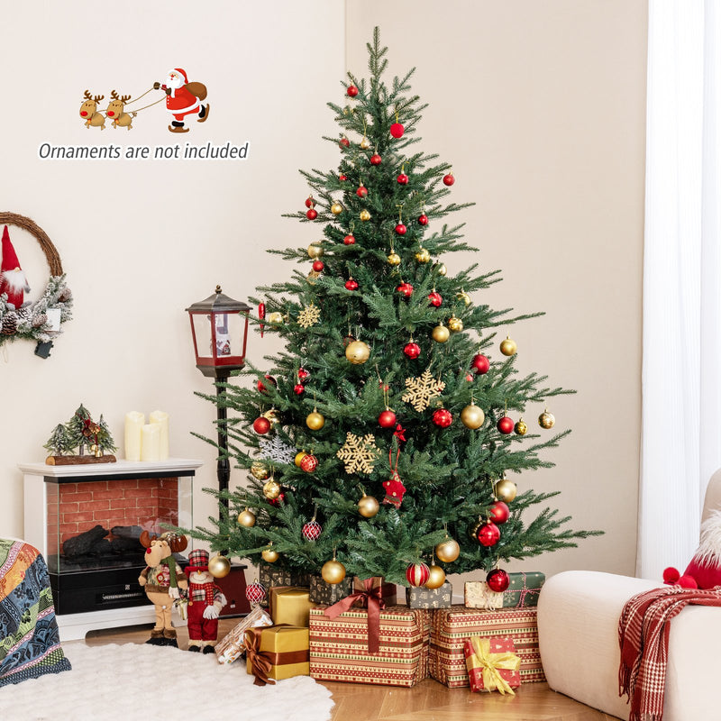 Artificial Christmas Tree with Branch Tips and Warm White LED Lights-7 Feet