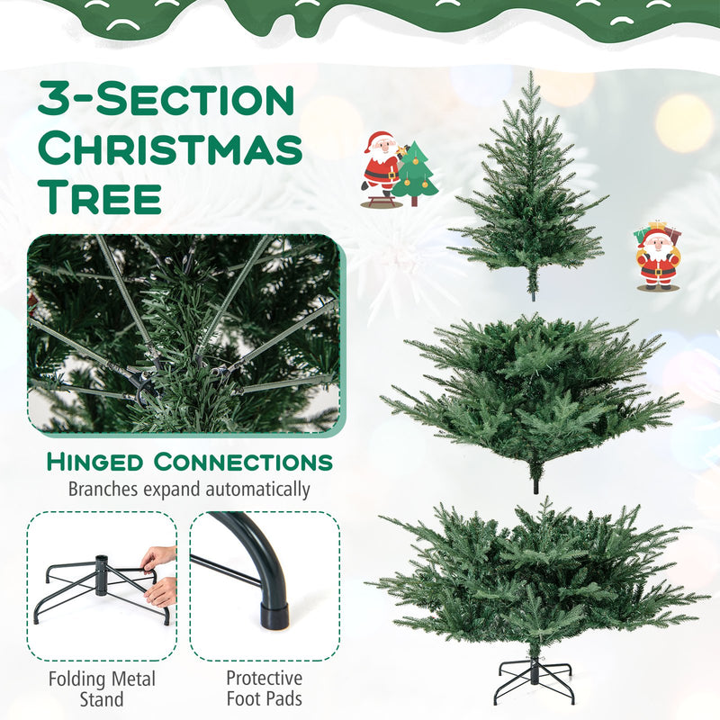 Artificial Christmas Tree with Branch Tips and Warm White LED Lights-7 Feet