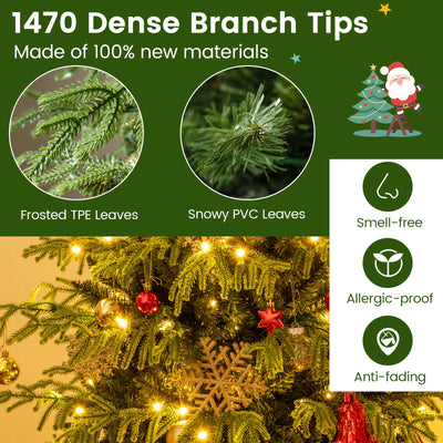 Artificial Christmas Tree with LED Lights and PVC Mixed Branch Tips-8 Feet