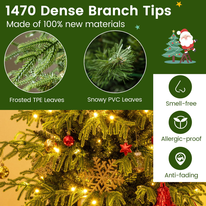 Artificial Christmas Tree with LED Lights and PVC Mixed Branch Tips-8 Feet