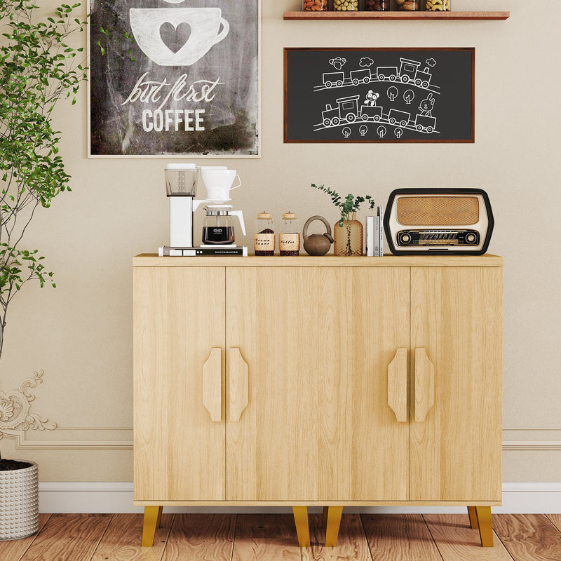 Buffet Cabinet with Double Doors and Raised Legs-Natural