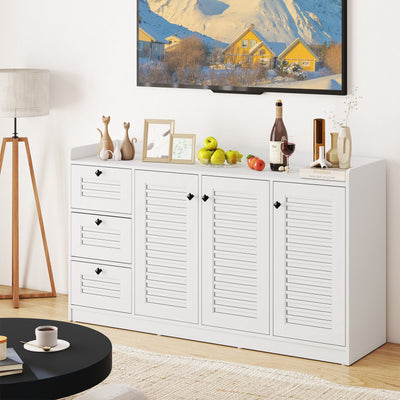 Buffet Cabinet with Storage Modern Sideboard Cabinet with 3 Doors-White