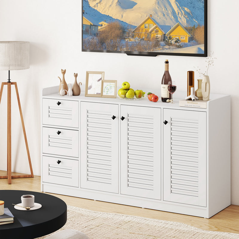 Buffet Cabinet with Storage Modern Sideboard Cabinet with 3 Doors-White