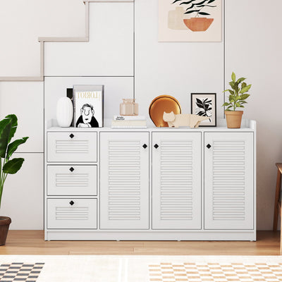 Buffet Cabinet with Storage Modern Sideboard Cabinet with 3 Doors-White