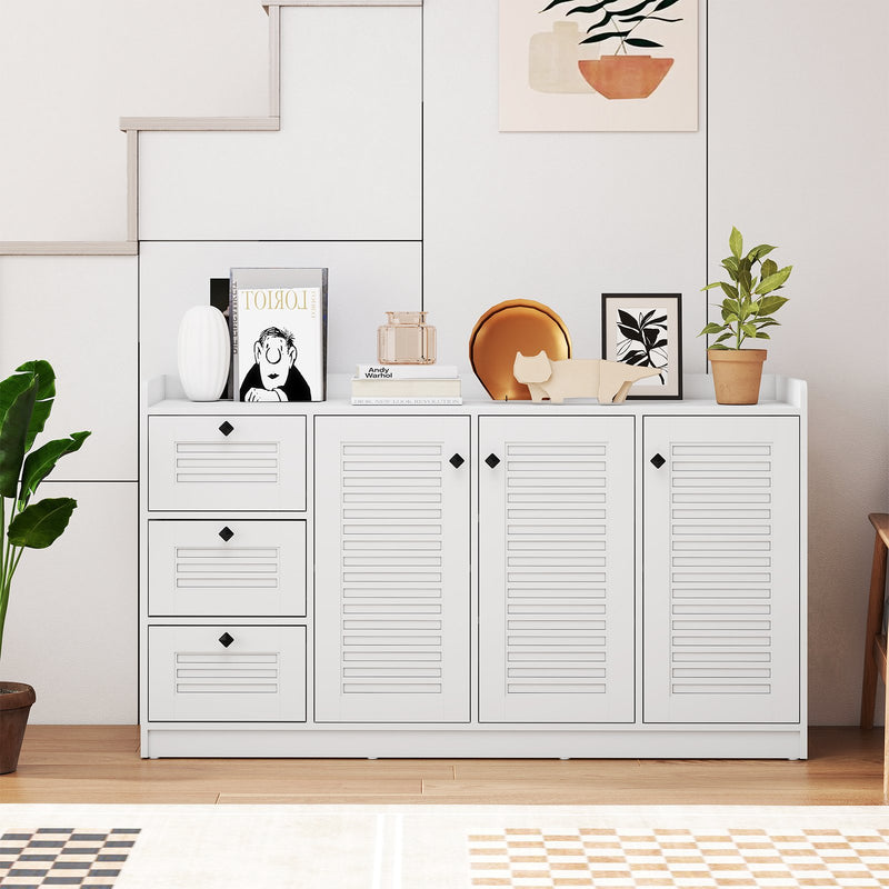 Buffet Cabinet with Storage Modern Sideboard Cabinet with 3 Doors-White