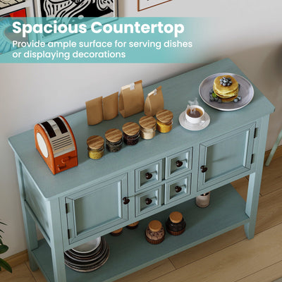 Buffet Sideboard Cabinet with 2 Doors and 2 Drawers-Blue