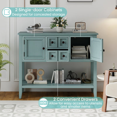 Buffet Sideboard Cabinet with 2 Doors and 2 Drawers-Blue