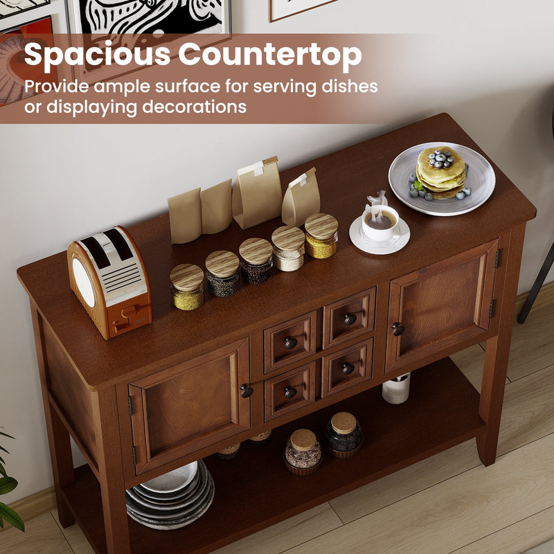Buffet Sideboard Cabinet with 2 Doors and 2 Drawers-Brown