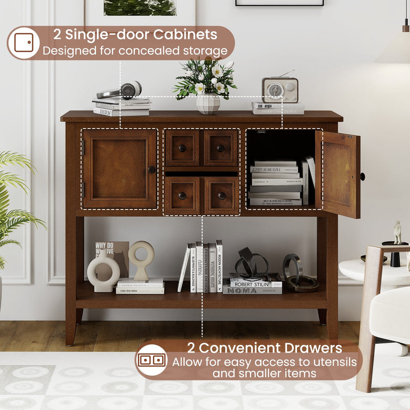 Buffet Sideboard Cabinet with 2 Doors and 2 Drawers-Brown