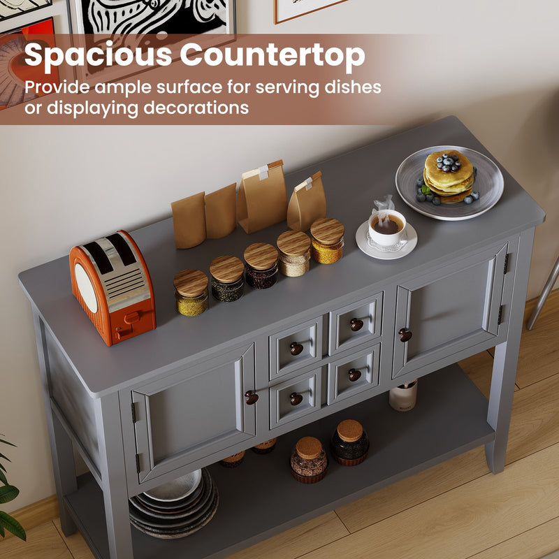 Buffet Sideboard Cabinet with 2 Doors and 2 Drawers-Gray