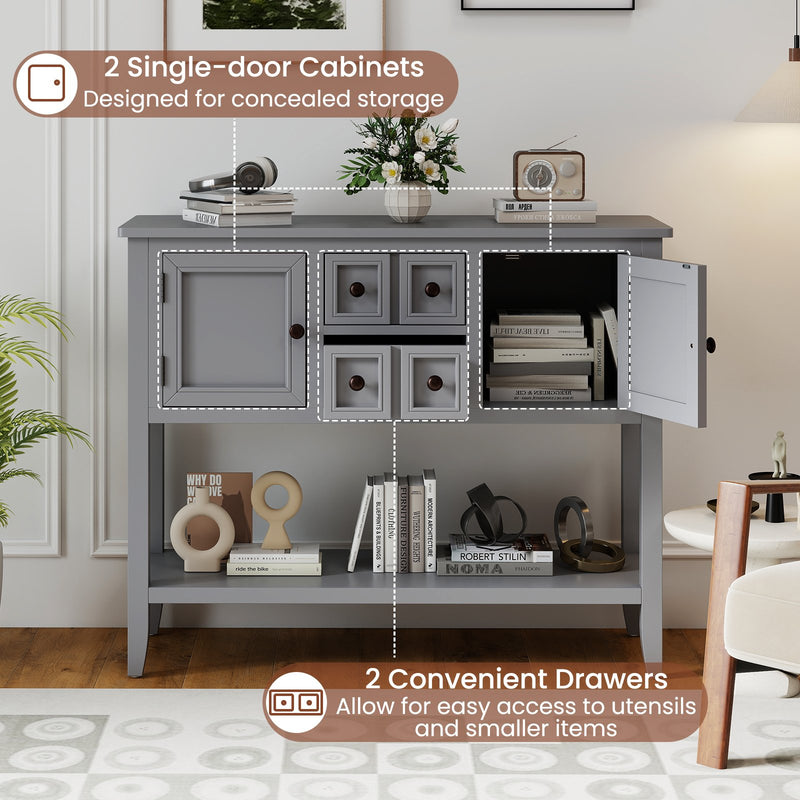 Buffet Sideboard Cabinet with 2 Doors and 2 Drawers-Gray