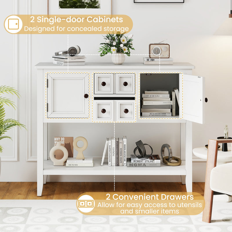 Buffet Sideboard Cabinet with 2 Doors and 2 Drawers-White