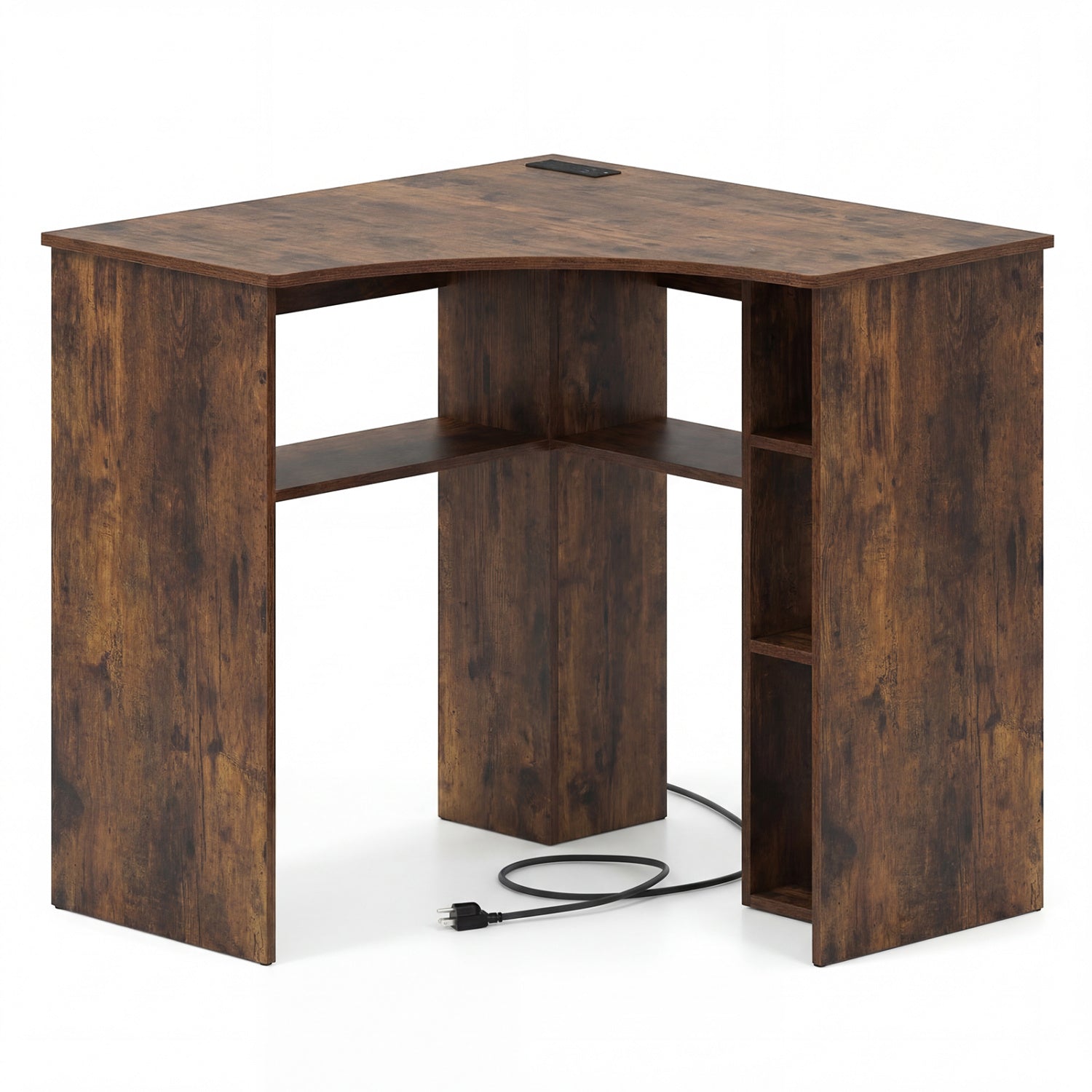 Corner Computer Desk Triangle Home Office Desk with Adjustable Shelf a