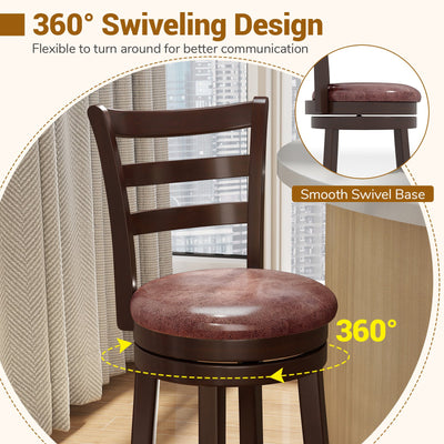 Counter Height Swivel Barstools Set of 2 with Faux Leather Seat and Wrap-around Footrest-29