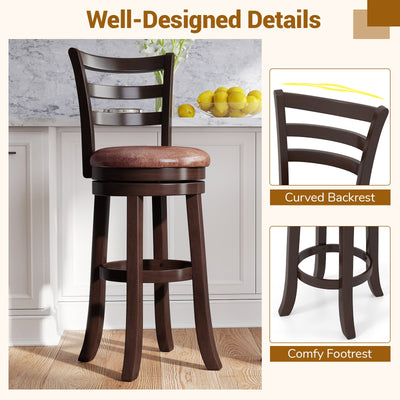 Counter Height Swivel Barstools Set of 2 with Faux Leather Seat and Wrap-around Footrest-29