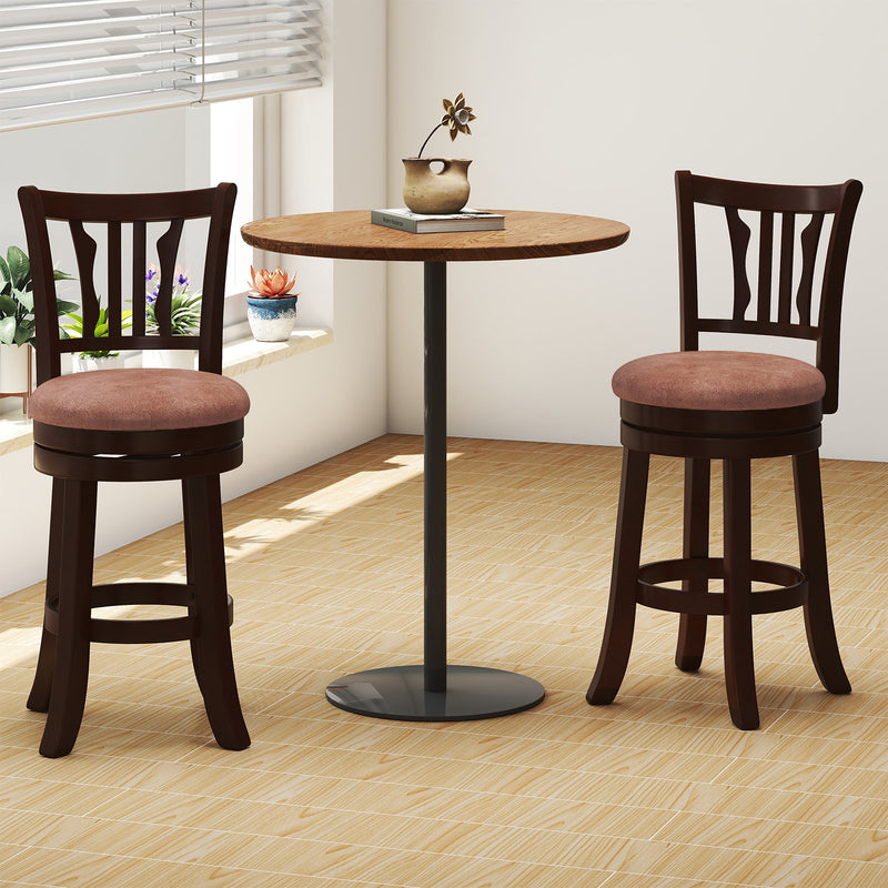 Counter Height Swivel Bar Stools Set of 2 with Back and Solid Rubber Frame-24