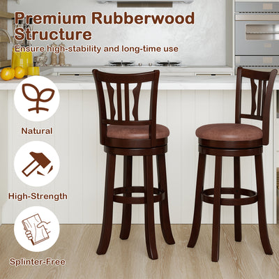 Counter Height Swivel Bar Stools Set of 2 with Back and Solid Rubber Frame-29