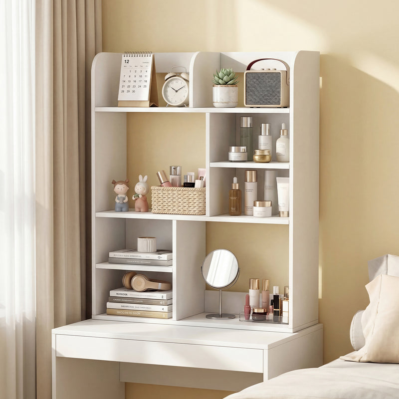 Desktop Display Rack with 8 Open Cubes for Home Office-White