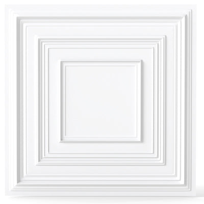 Drop Ceiling Tiles 24" x 24" PVC Ceiling Panels with 3D Decorative Patterns 12-Pack-White