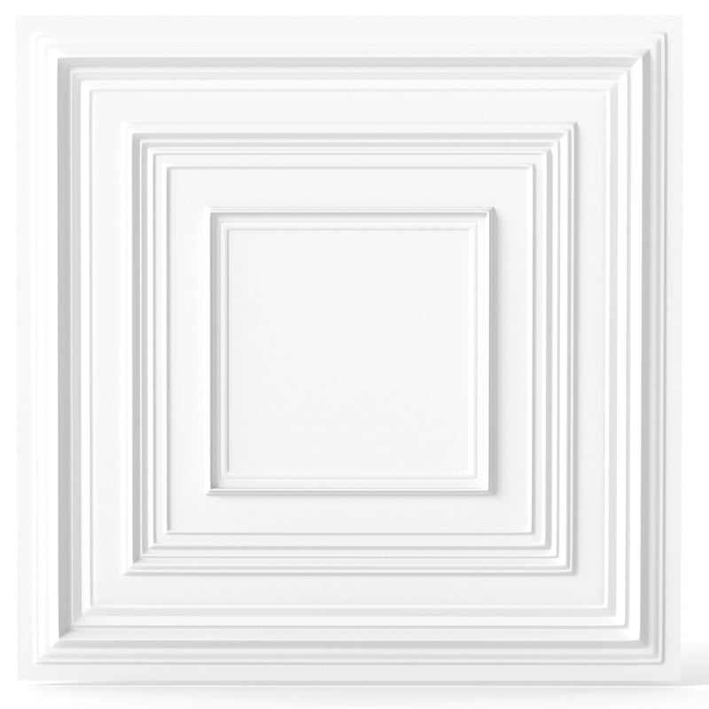 Drop Ceiling Tiles 24" x 24" PVC Ceiling Panels with 3D Decorative Patterns 12-Pack-White