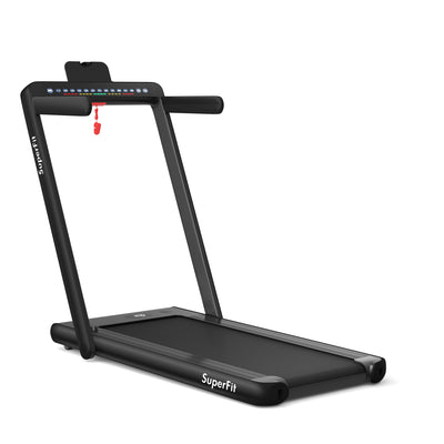 Electric Motorized Folding Treadmill with Dual Display-Black
