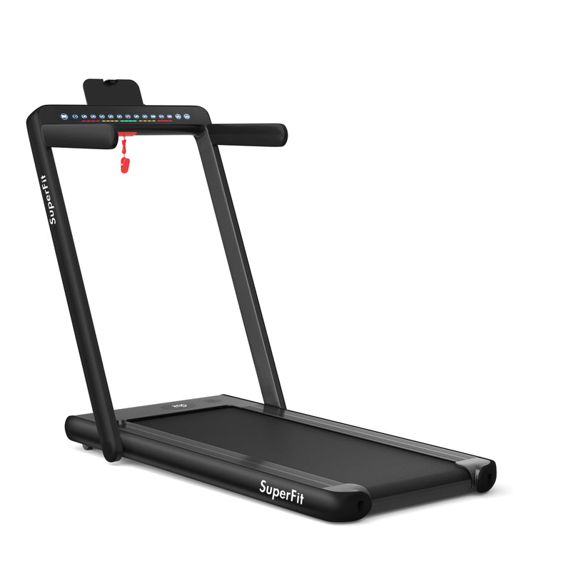 Electric Motorized Folding Treadmill with Dual Display-Black