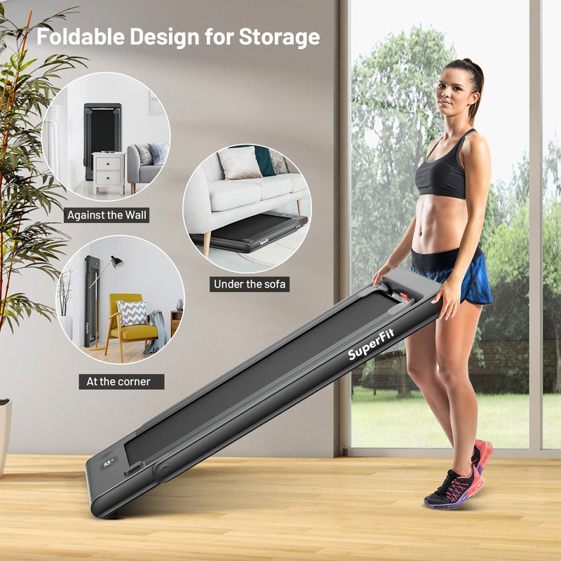 Electric Motorized Folding Treadmill with Dual Display-Black