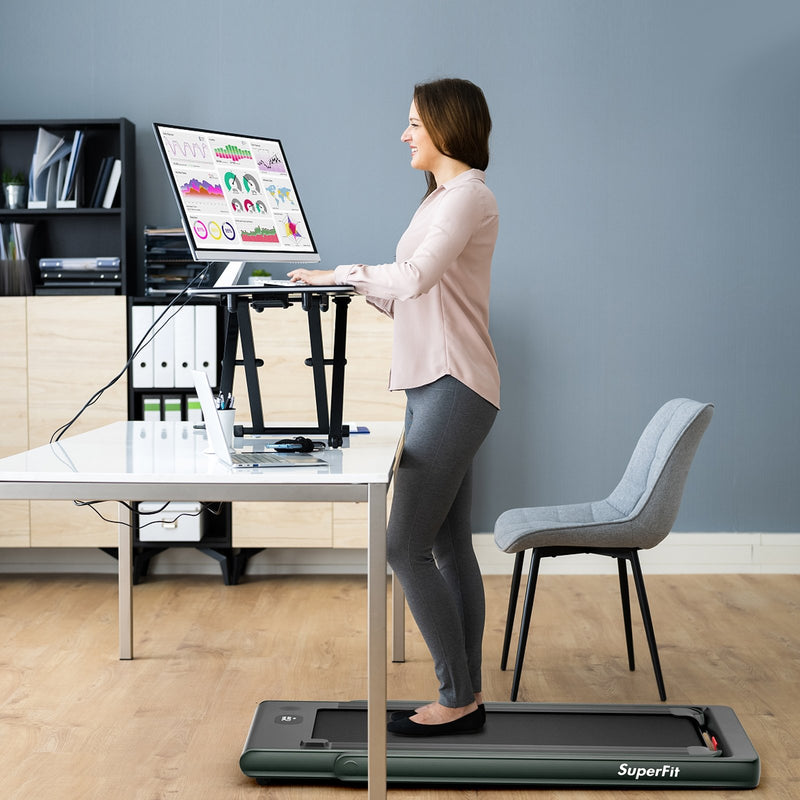 Electric Motorized Health and Fitness Folding Treadmill with Dual Display and Speaker-Green
