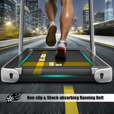 Electric Motorized Health and Fitness Folding Treadmill with Dual Display-Silver