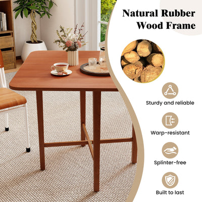 Foldable Dining Table for 2-4 People with Rubber Wood Legs for Small Space-Walnut