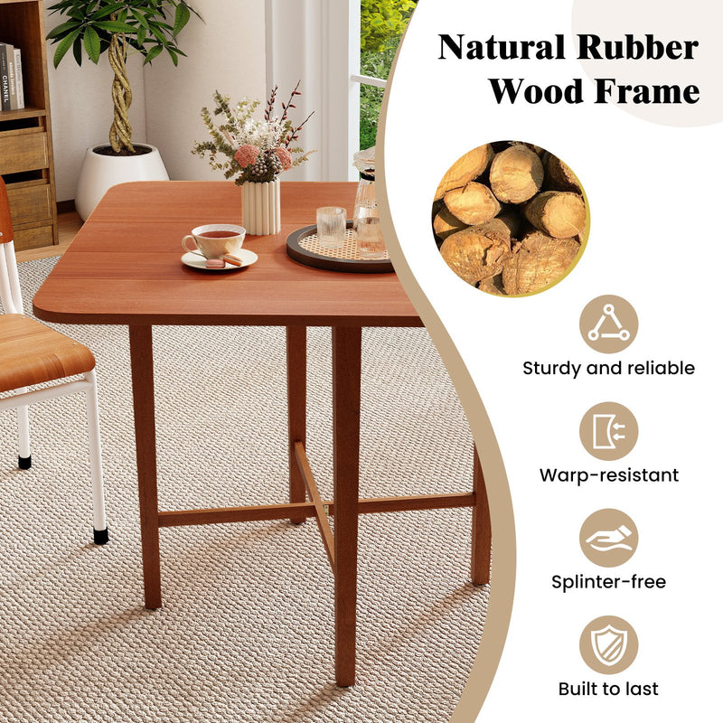 Foldable Dining Table for 2-4 People with Rubber Wood Legs for Small Space-Walnut