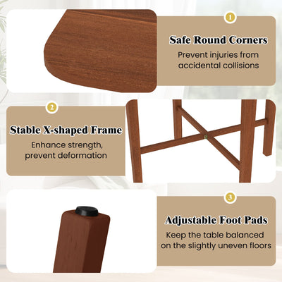 Foldable Dining Table for 2-4 People with Rubber Wood Legs for Small Space-Walnut