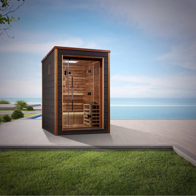 *Sale - GDI- Golden Designs Narvik 2 Person Outdoor-Indoor Traditional Sauna  - Canadian Red Cedar Interior(GDI-8202-01)