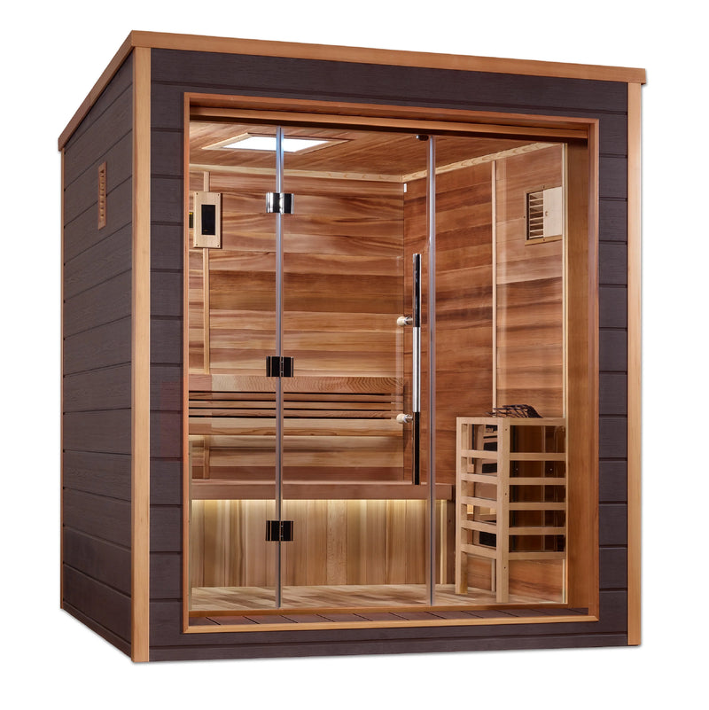 *GDI- Drammen 3 Person Outdoor-Indoor Traditional Sauna - Canadian Red Cedar Interior (GDI-8203-01)