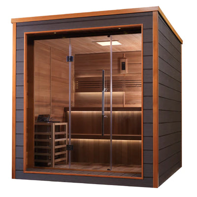 *GDI-Golden Designs Bergen 6 Person 2 Tier Traditional Outdoor Sauna Canadian Red Cedar Interior GDI-8206-01