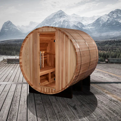 *Golden Designs Arosa 4 Person Barrel Traditional Sauna -  Pacific Cedar GDI-B004-01