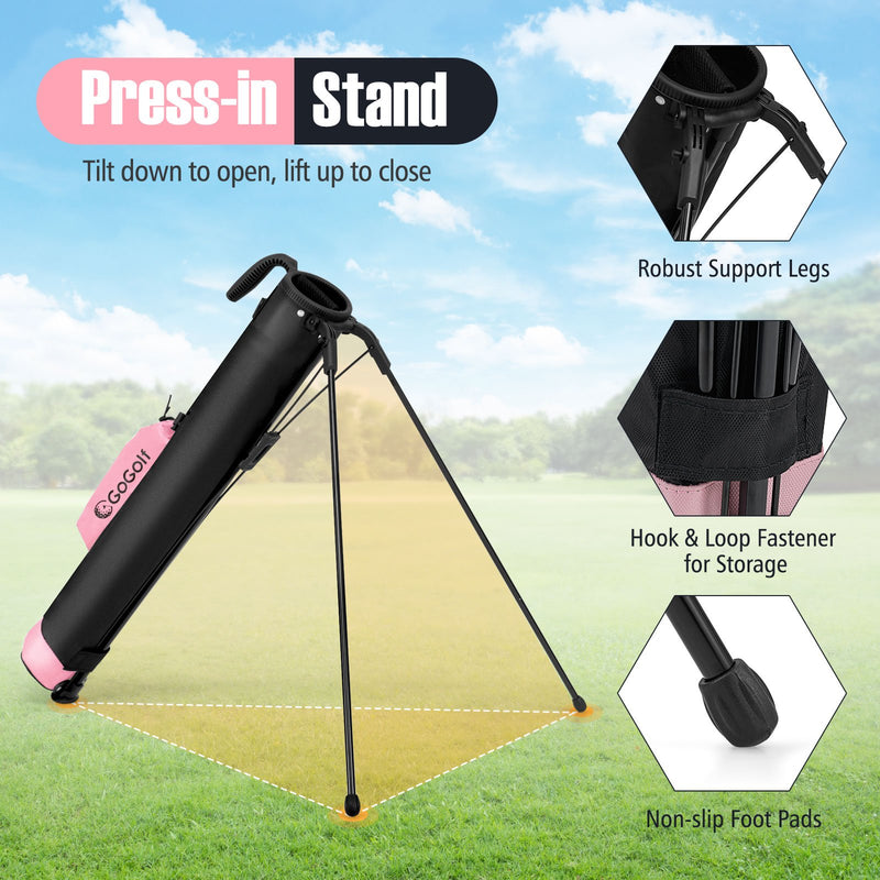 Golf Stand Bag Lightweight Golf Bag for The Driving Range-Pink