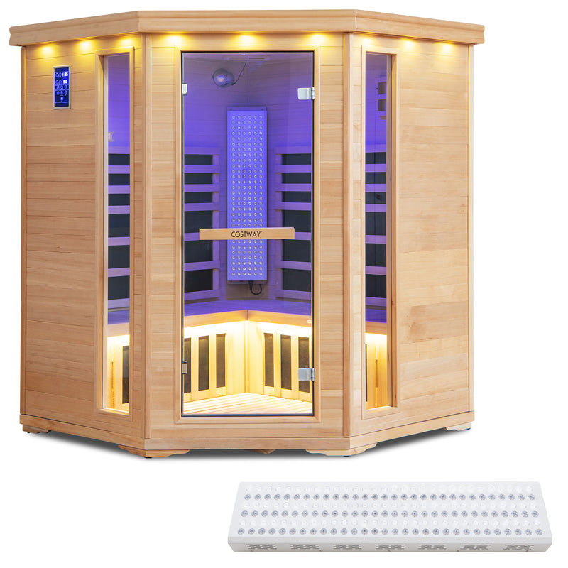 Costway- 2024 Premium Corner 3D Full Spectrum Sauna With Red Light Therapy/ Far Infrared-App Controlled, Fully Loaded-Low EMF, JV11522US