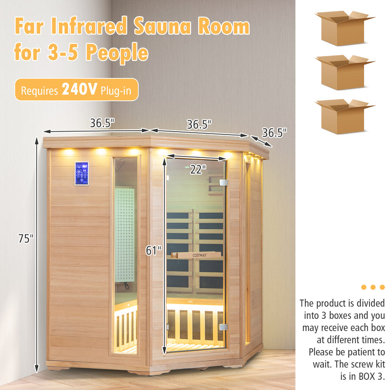 Costway- 2024 Premium Corner 3D Full Spectrum Sauna With Red Light Therapy/ Far Infrared-App Controlled, Fully Loaded-Low EMF, JV11522US