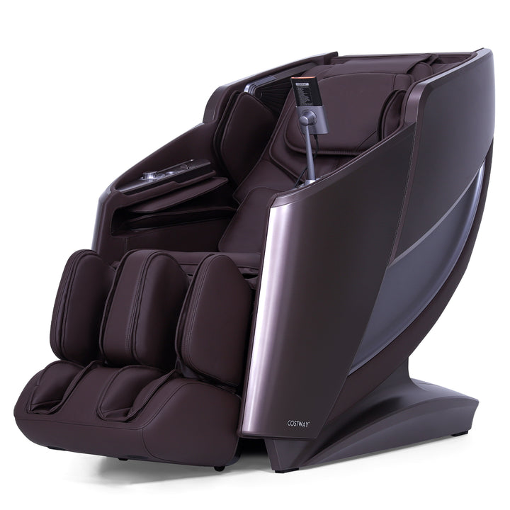 Costway-4D Flexible Track Massage Chair, Full Body Zero Gravity Massage Chair w/ Airbags, Waist Heater, Foot Rollers, Voice Control, Memory Function, Electric Calf Frame, Auto Body Scan, Wireless Charging Station, Thai Stretching- JL10042WL - Relaxacare