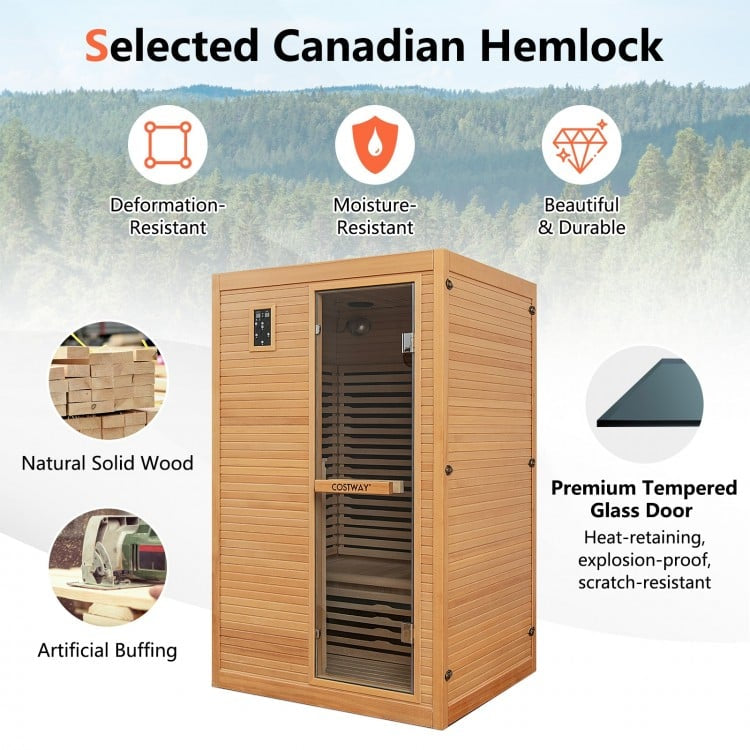 *LIMITED STOCK* - Mega Sale-Bonus Free Red Light Therapy-Costway-2-3 Person 3D Premium Infrared Sauna With PureTech Carbon Panel Low EMF-Chromotherapy- 